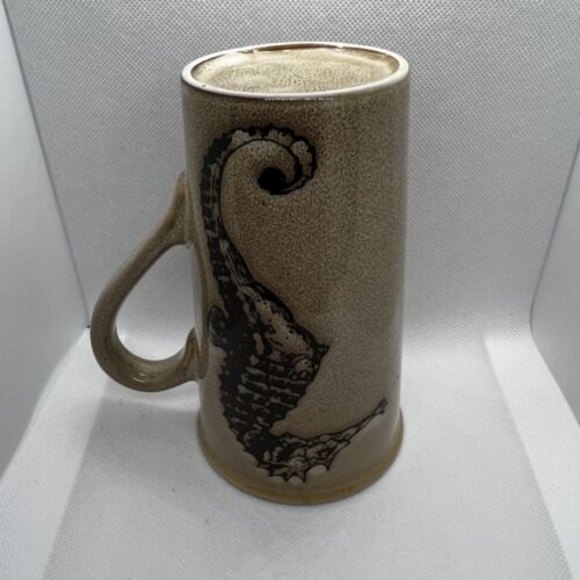 SEAHORSE Coffee Mug Cup Stoneware OCEAN Nautical Tall CAPPUCCINO 18 oz Brown - Picture 6 of 7